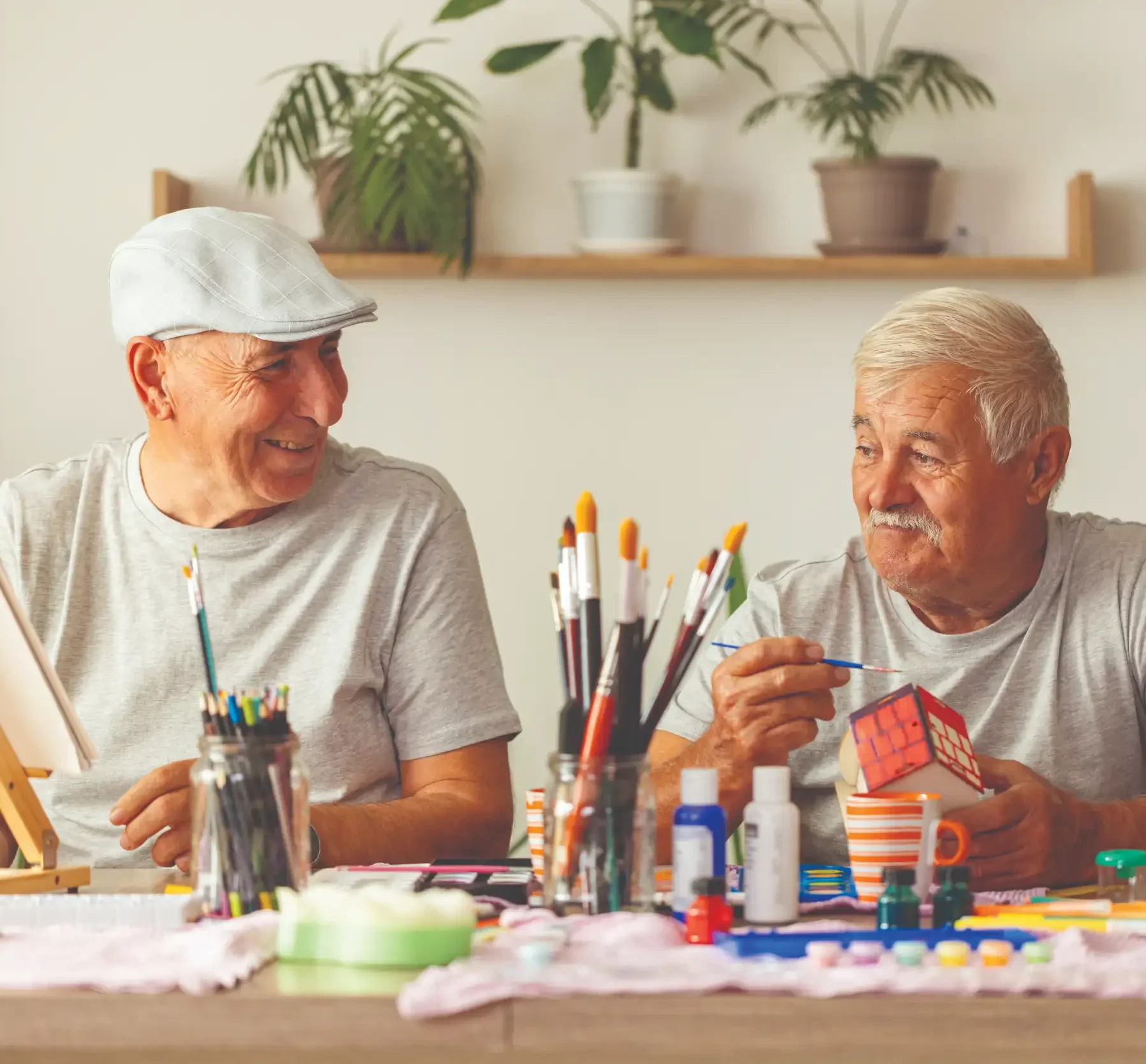 two men taking an art class